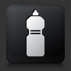 Black Square Button with Fitness Bottle Icon