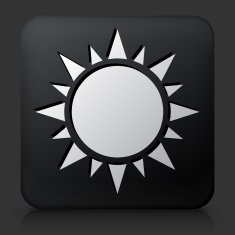 Black Square Button with Sun Icon