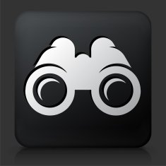 Black Square Button with Binoculars Icon