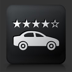 Black Square Button with Car Rating Icon