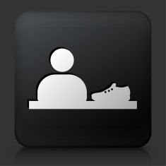 Black Square Button with Shoe Maker Icon N2