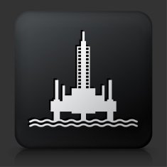 Black Square Button with Oil Rig Icon