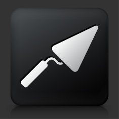 Black Square Button with Pointing Trowel