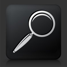 Black Square Button with Magnifying Glass Icon N7