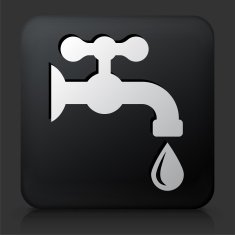 Black Square Button with Water Faucet Icon