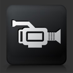 Black Square Button with Film Camera Icon N7