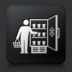 Black Square Button with Customer Shopping