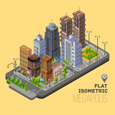 Isometric city megapolis vector concept 3d