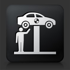 Black Square Button with Car Check Icon N2