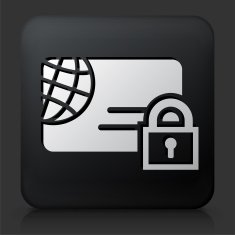 Black Square Button with Secure Credit Card