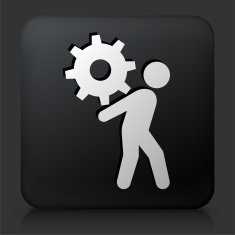Black Square Button with Carrying Gear Icon