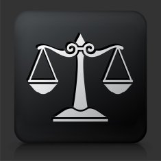 Black Square Button with Justice Balance Icon N7