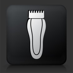 Black Square Button with Razor Icon N2