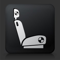 Black Square Button with Crash Seat