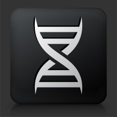 Black Square Button with DNA Strand