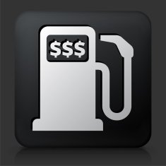 Black Square Button with Gas Pump Icon N4