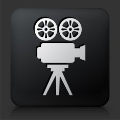 Black Square Button with Film Camera Icon N9