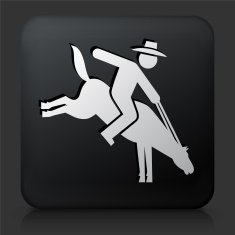 Black Square Button with Bull Riders Icon N2