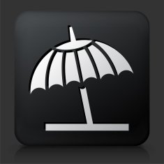 Black Square Button with Beach Umbrella