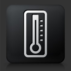 Black Square Button with Thermometer