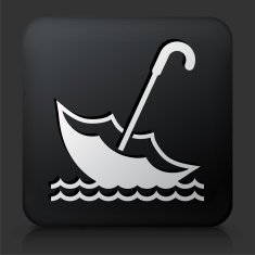 Black Square Button with Umbrella on Water