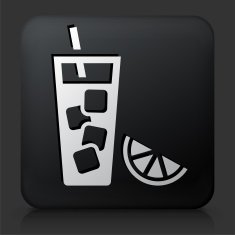 Black Square Button with Fruit Juice