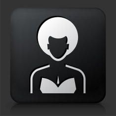 Black Square Button with Female Face Icon N37