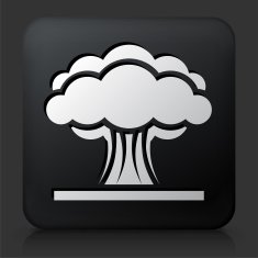 Black Square Button with Atomic Explosion