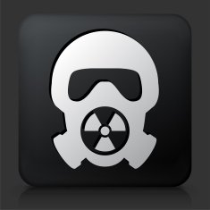 Black Square Button with Nuclear Gas Mask