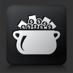 Black Square Button with Money Pot