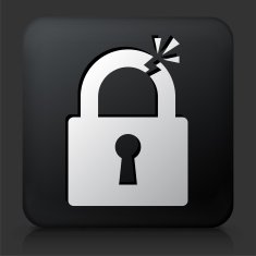 Black Square Button with Clipped Lock Icon