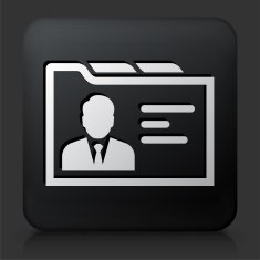 Black Square Button with Person File Icon