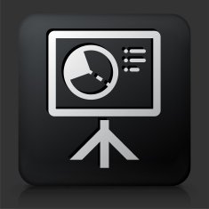 Black Square Button with Chart Icon N3