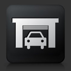 Black Square Button with Car Garage Icon