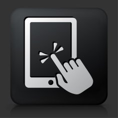 Black Square Button with Tablet Icon N5