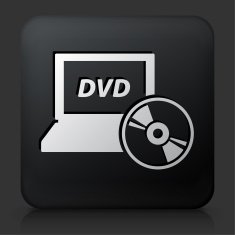 Black Square Button with DVD Laptop Icon