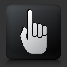 Black Square Button with Pointing Hand N2