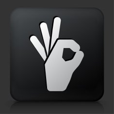Black Square Button with Perfect Sign Icon
