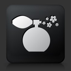 Black Square Button with Perfume Icon