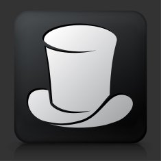 Black Square Button with Magician's Hat N2