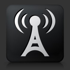Black Square Button with Radio Tower Icon