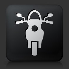 Black Square Button with Motorcycle Icon N3