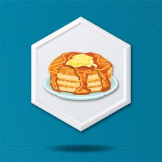White 3D Hexagon Icon On a Blue Crosshatch Background N23