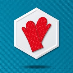 White 3D Hexagon Icon On a Blue Crosshatch Background N24
