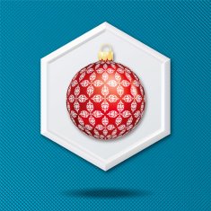 White 3D Hexagon Icon On a Blue Crosshatch Background N25