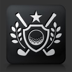 Black Square Button with Golf Emblem