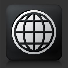 Black Square Button with Globe Icon N11