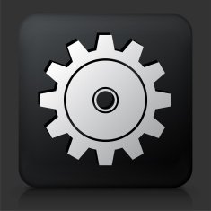 Black Square Button with Gear Icon N2