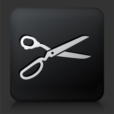 Black Square Button with Scissors Icon N4