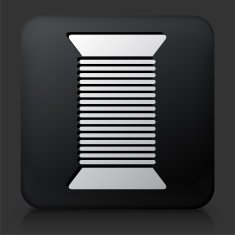 Black Square Button with Yarn Icon N2